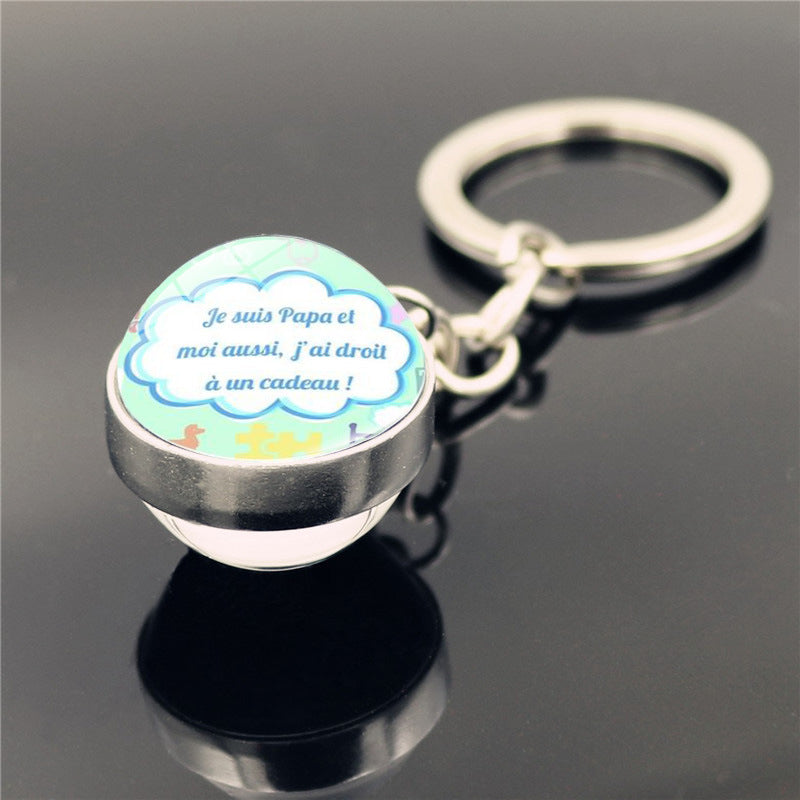 Wholesale Father's Day Gift I Love daddy Double Sided Glass Ball Keychains
